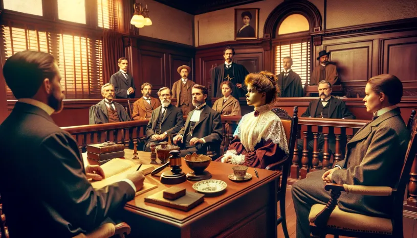 Courtroom-scene-from-Lizzie-Borden-trial A courtroom scene from Lizzie Borden's trial in 1893
