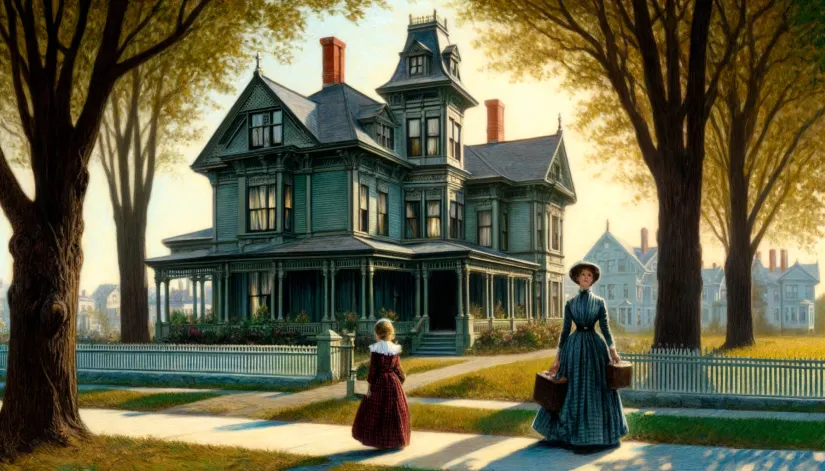Lizzie-Borden-and-her-sister-Emma Lizzie Borden and her sister Emma moving into their new home, Maplecroft