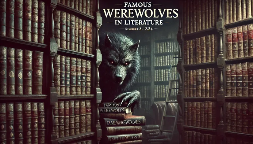 "Famous werewolves in literature" hidden in a dark, ancient library