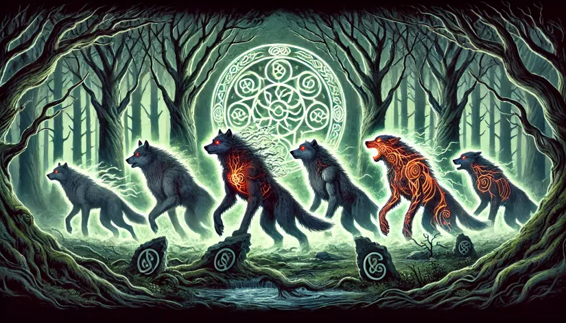 The Werewolves of Ossory transforming in an ancient Irish forest.