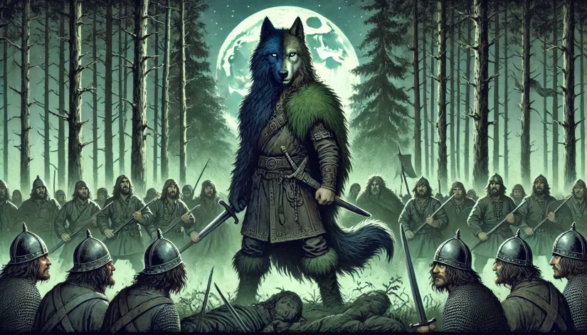 Vseslav of Polotsk transforming into a wolf before a medieval battle