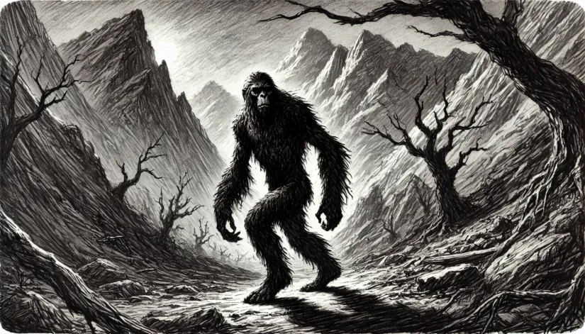 Sketch of Barmanou stalking the rugged Chitral mountains