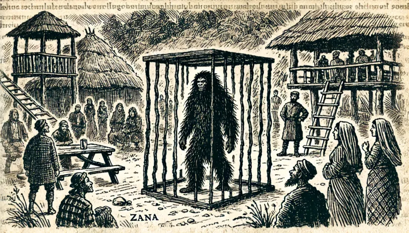 Zana-The-Captured-Almas Sketch of Zana, the captured female Almas, held in captivity in the Caucasus region