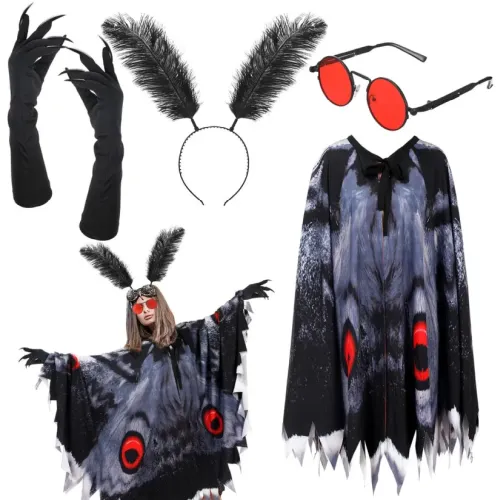 Adult Mothman costume idea: Skicuff Halloween Mothman costume with accessories