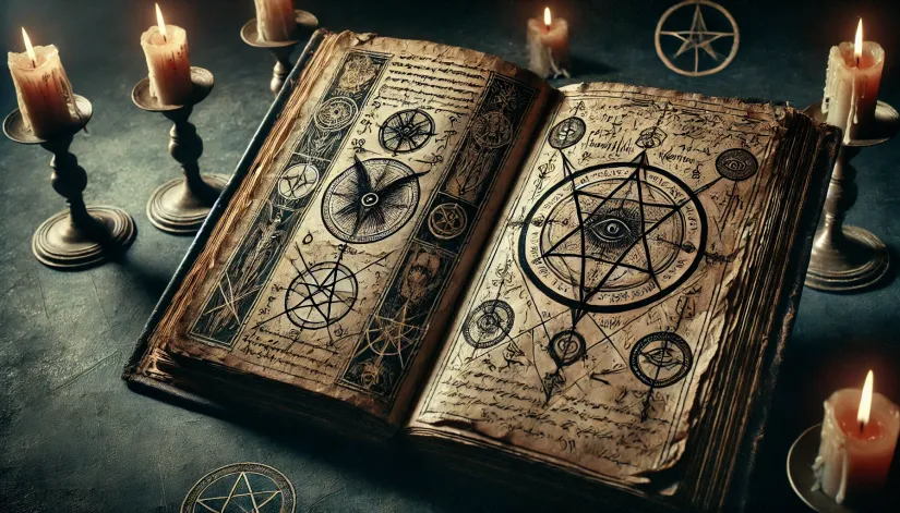 Ancient-Occult-Grimoire-Sigils-and-Symbols Dark ancient occult grimoire with demonic sigils and ritual symbols