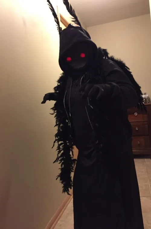 Scary mothman costume idea for Halloween or parties